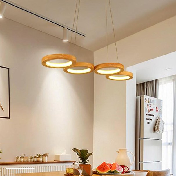 Wooden Multi Ring Pendant Light