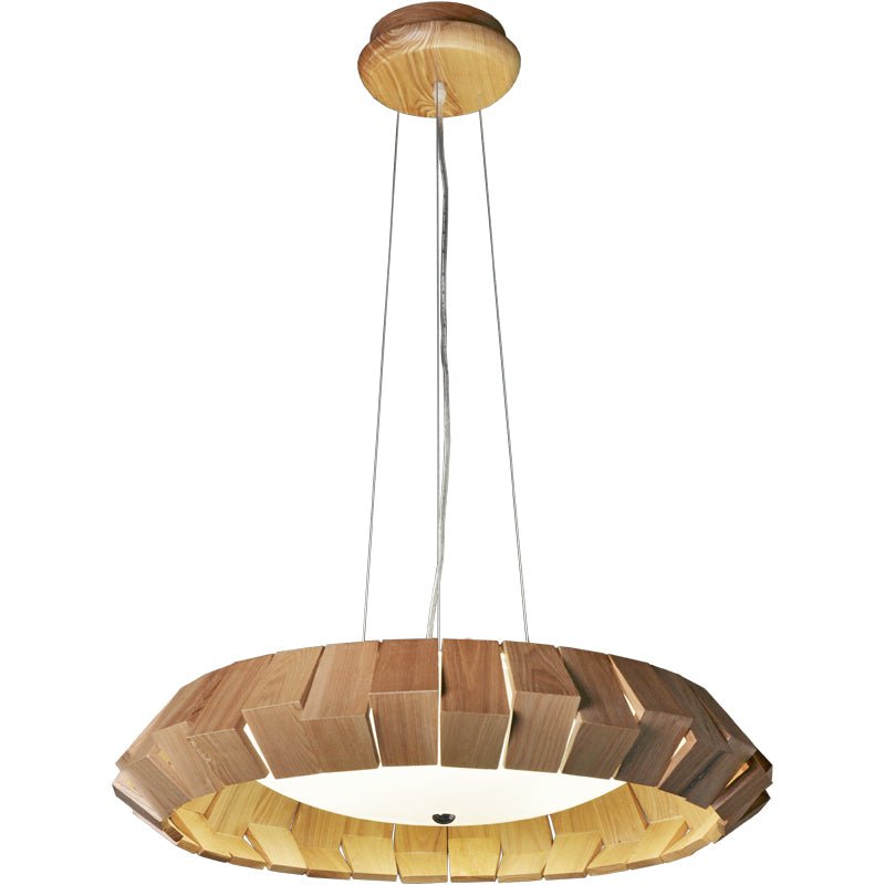 Artisan Wood Ring Chandelier with Integrated LED