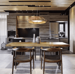 Artisan Wood Ring Chandelier with Integrated LED