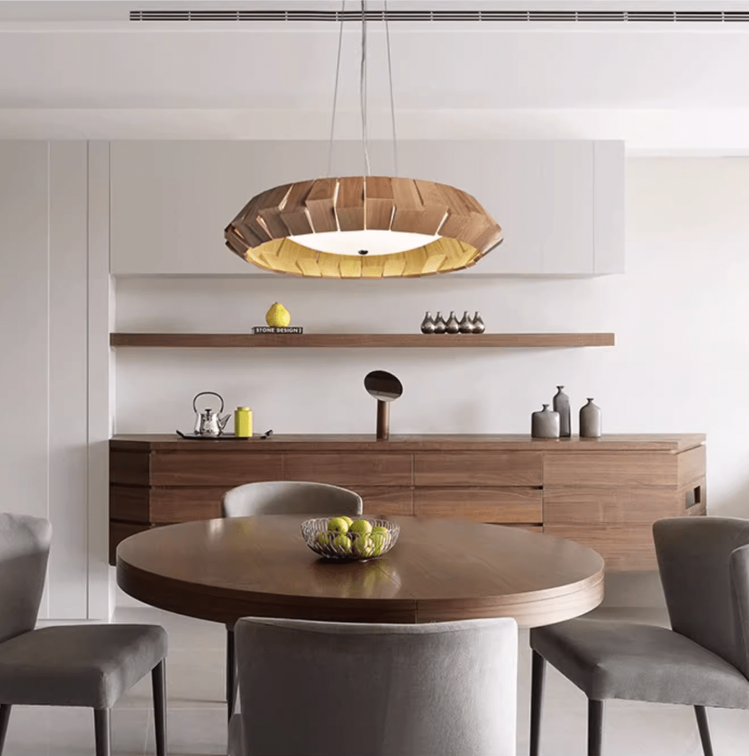 Artisan Wood Ring Chandelier with Integrated LED