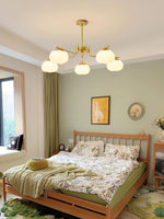 Modern Gold and White Globe Chandelier for Living and Dining Rooms