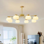 Modern Gold and White Globe Chandelier for Living and Dining Rooms