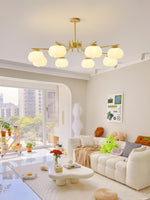 Modern Gold and White Globe Chandelier for Living and Dining Rooms