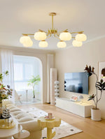Modern Gold and White Globe Chandelier for Living and Dining Rooms