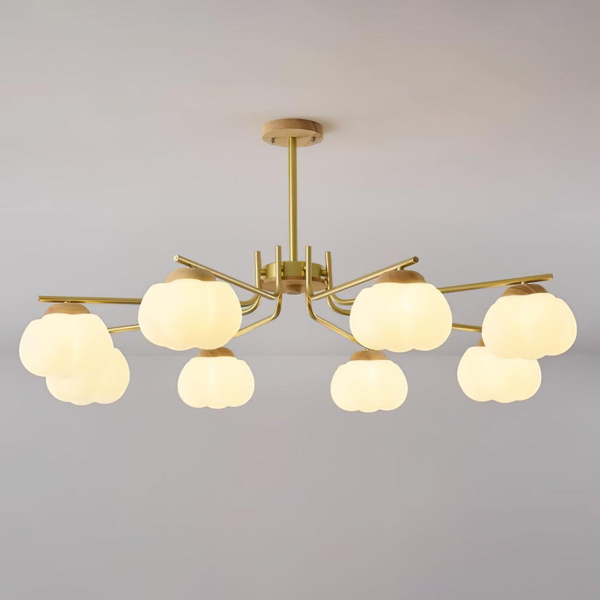Modern Gold and White Globe Chandelier for Living and Dining Rooms