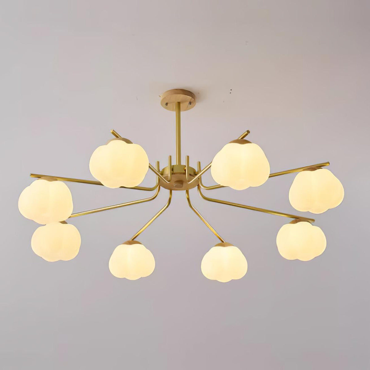 Modern Gold and White Globe Chandelier for Living and Dining Rooms