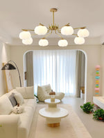 Modern Gold and White Globe Chandelier for Living and Dining Rooms