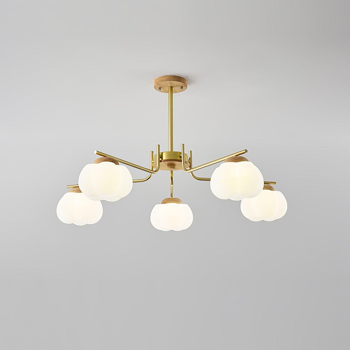 Modern Gold and White Globe Chandelier for Living and Dining Rooms