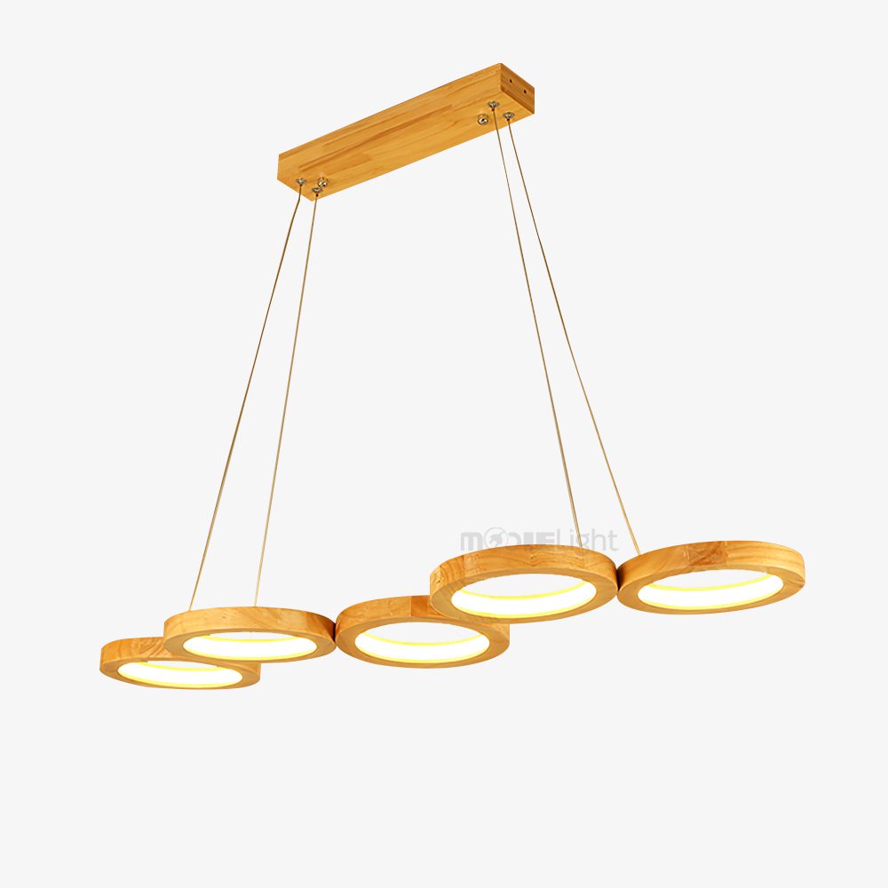 Wooden Multi Ring Pendant Light
