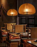 Artisan Wooden Pumpkin Swag Pendant Light for Cozy Interiors