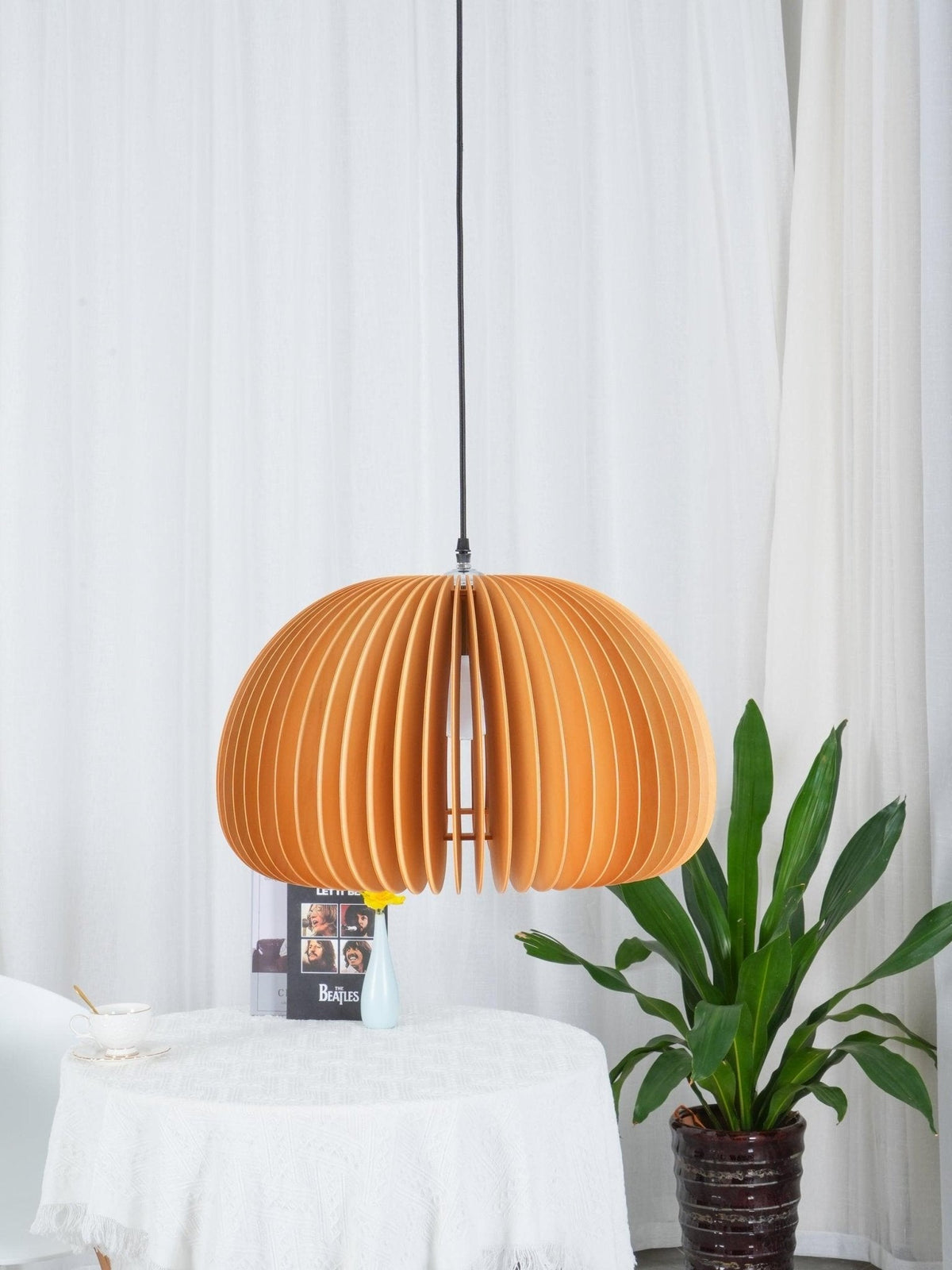 Artisan Wooden Pumpkin Swag Pendant Light for Cozy Interiors