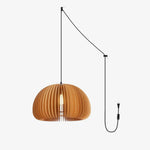 Artisan Wooden Pumpkin Swag Pendant Light for Cozy Interiors