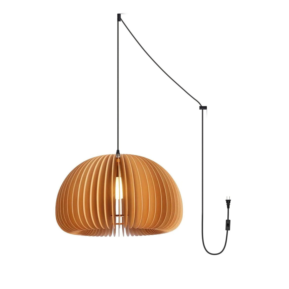 Artisan Wooden Pumpkin Swag Pendant Light for Cozy Interiors