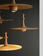 Wooden Spin Pendant Light – Modern Natural Wood Hanging Lamp for Dining Room & Living Room