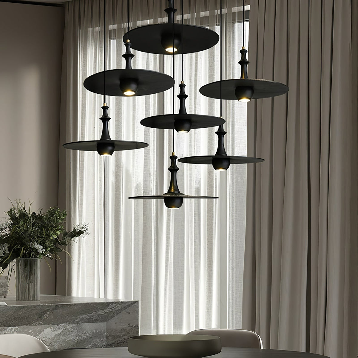 Wooden Spin Pendant Light – Modern Natural Wood Hanging Lamp for Dining Room & Living Room