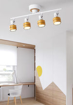 Wooden Adjustable Spot Ceiling Lamp