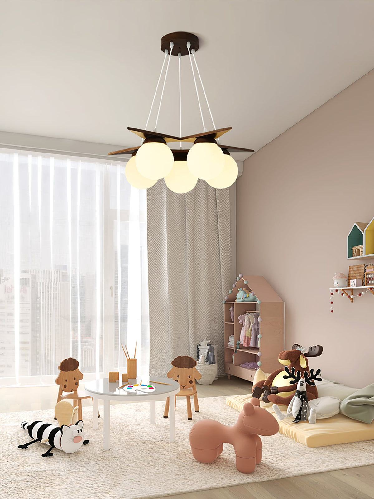 wooden-star-with-glass-chandelier