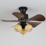 Woodgrain Charm Ceiling Fan with Amber Glass Globes and Remote