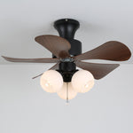 Woodgrain Charm Ceiling Fan with Amber Glass Globes and Remote