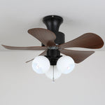 Woodgrain Charm Ceiling Fan with Amber Glass Globes and Remote
