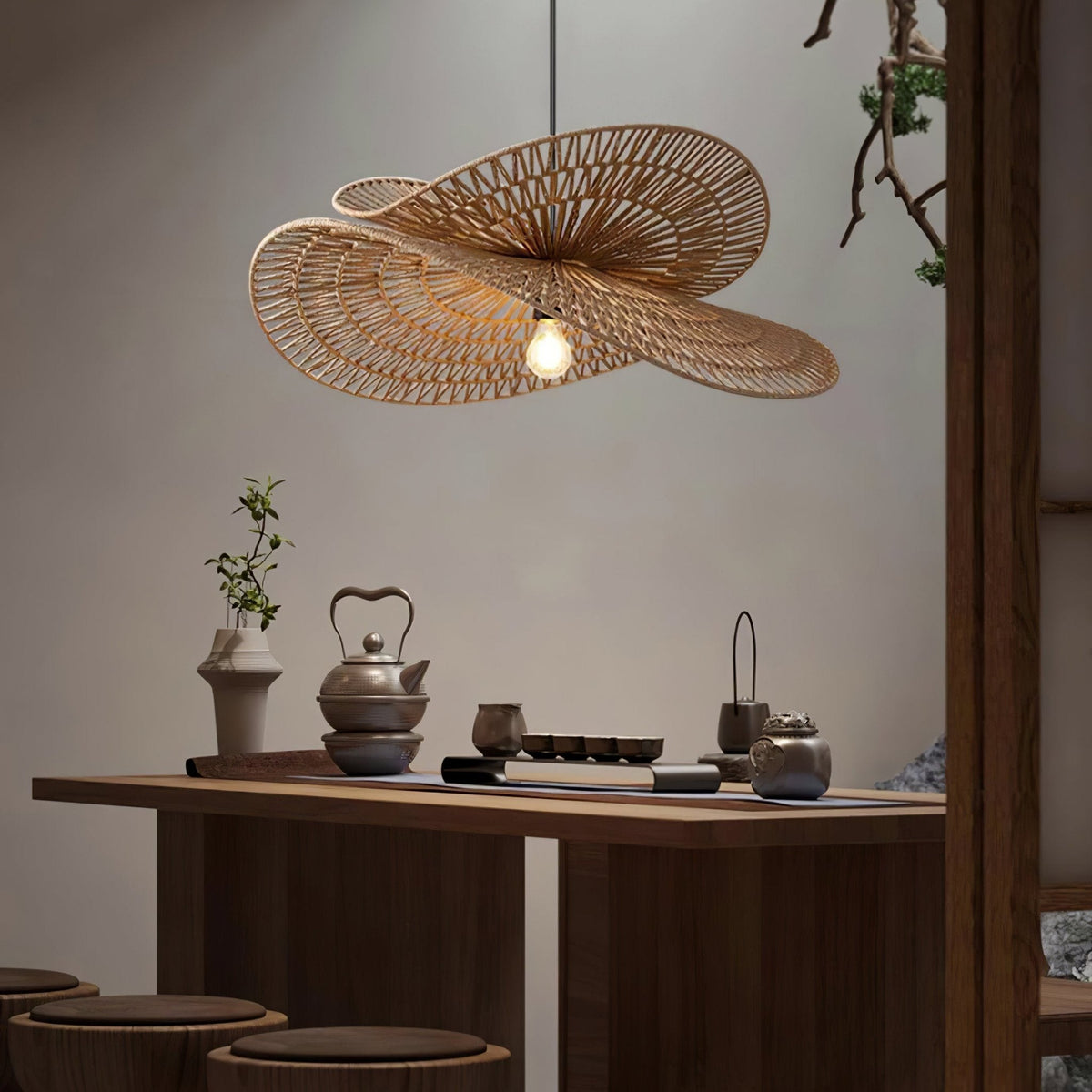 Woven Breeze Pendant Light – Natural Hemp Rope & Metal, Bohemian Modern Ceiling Lamp