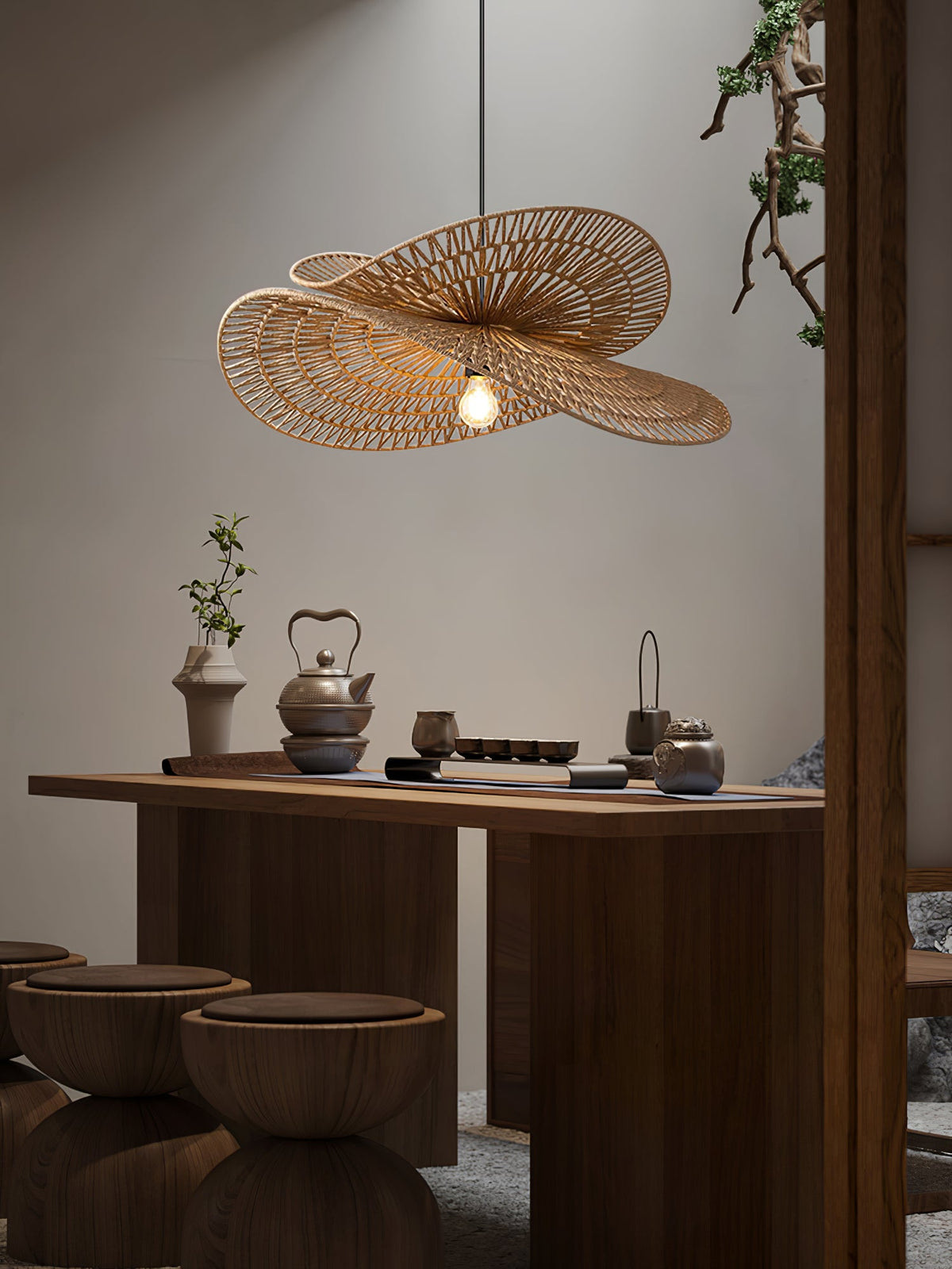 Woven Breeze Pendant Light – Natural Hemp Rope & Metal, Bohemian Modern Ceiling Lamp