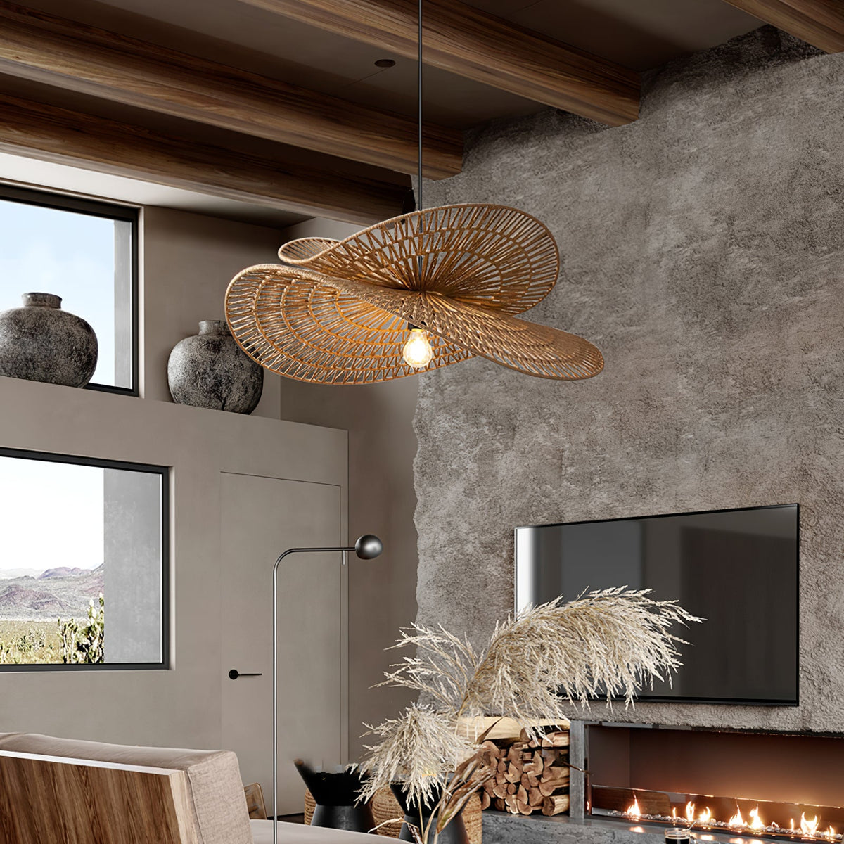 Woven Breeze Pendant Light – Natural Hemp Rope & Metal, Bohemian Modern Ceiling Lamp