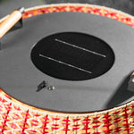 Solara Weave Solar-Powered Outdoor Lantern with Woven Red Shade