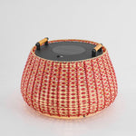 Solara Weave Solar-Powered Outdoor Lantern with Woven Red Shade