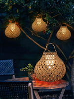 Woven Sphere Solar Lantern Outdoor Lamp