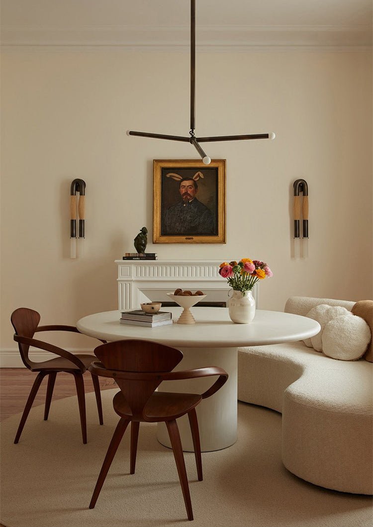 Wrapped Linear Chandelier in Brass and Leather – Modern Mid-Century Pendant Light