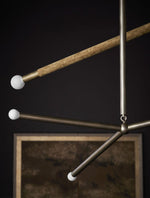 Wrapped Linear Chandelier in Brass and Leather – Modern Mid-Century Pendant Light