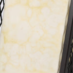 Black Outdoor Floor Lantern with Marble-Textured Shade, IP65 Waterproof Bollard Light