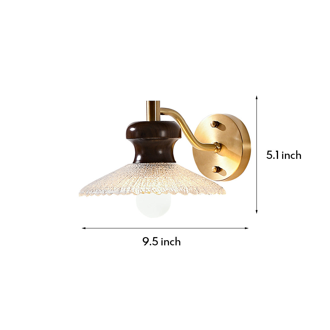 South Seas Brass Wall Sconce with White Wax Wood and Glass Shade