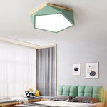 Nordic Geometric Wooden Flush Mount Ceiling Light with Acrylic Shade