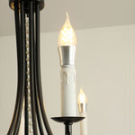 Pearl Crystal Chandelier in Black Iron – Artistic Ceiling Light for Elegant Interiors