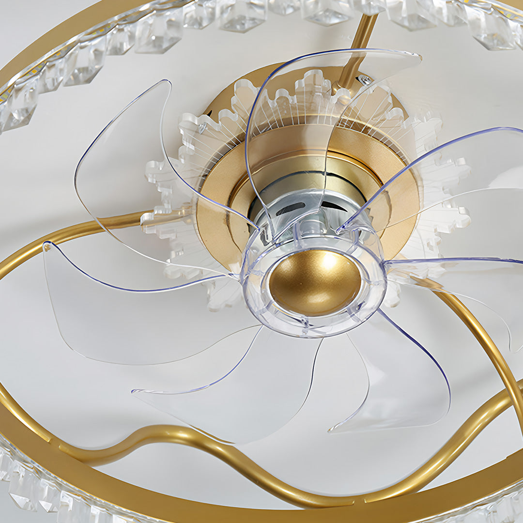 Modern Flush Mount Ceiling Fan with Dimmable LED Light and Remote