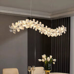 French Crystal Flower Chandelier for Dining Room, Modern LED Pendant Light