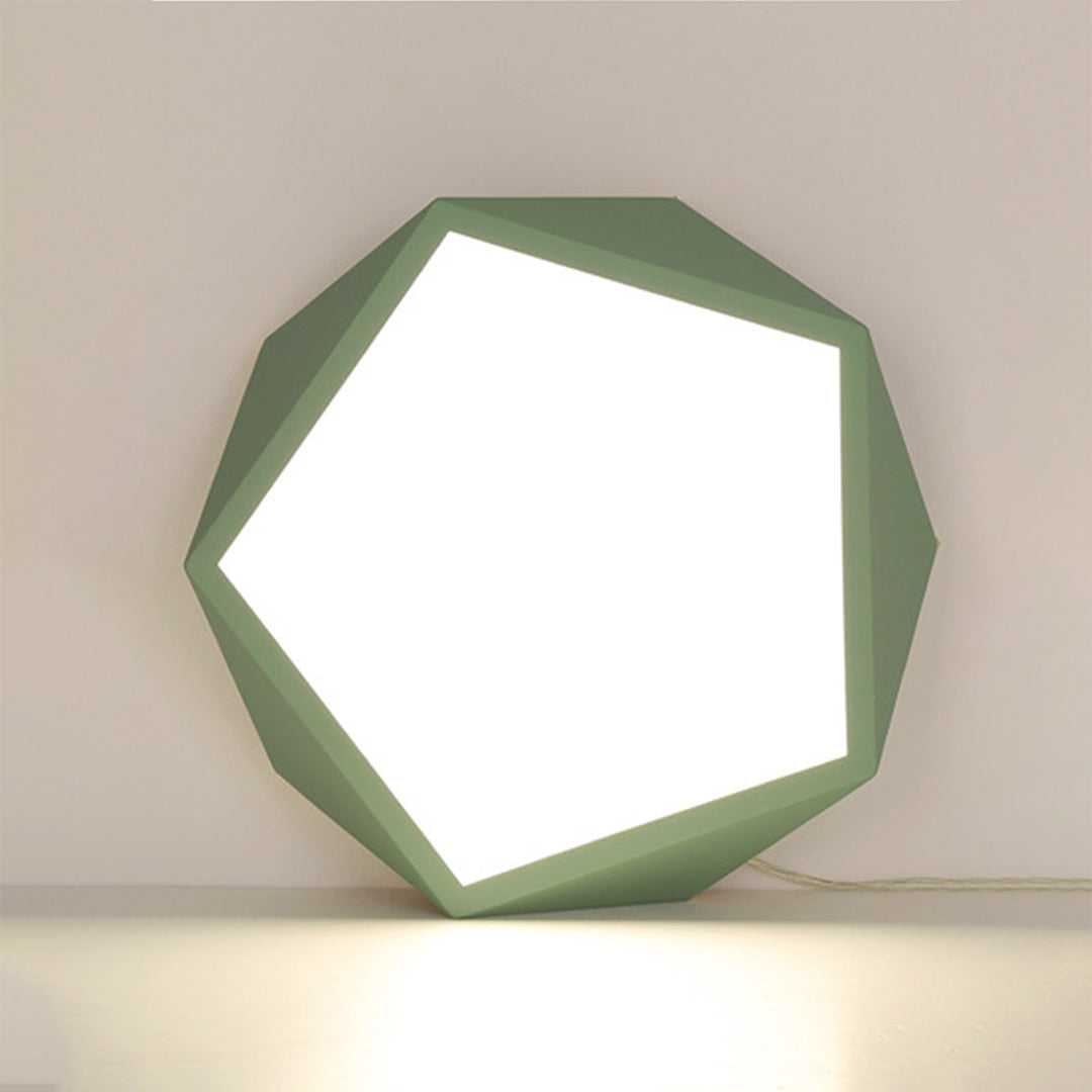 Nordic Geometric Wooden Flush Mount Ceiling Light with Acrylic Shade