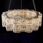 Modern Crystal Chandelier with LED Lighting, Stainless Steel Frame, Dimmable