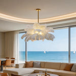 Aurelia Feather Semi Flush Ceiling Light in White