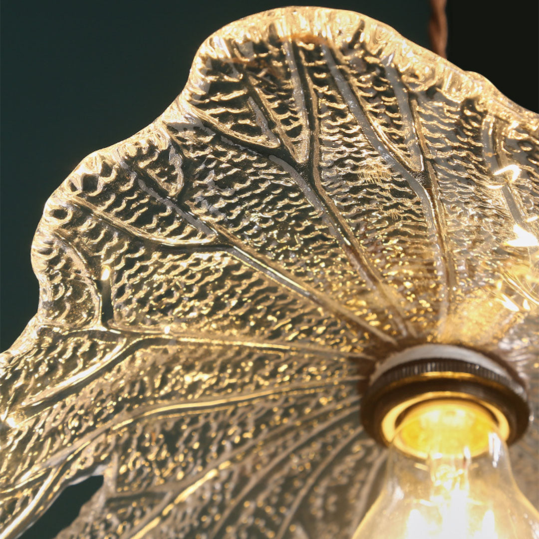 Lotus Brass and Glass Pendant Light, Japanese Retro Mini Pendant Lamp for Bedroom and Cafe