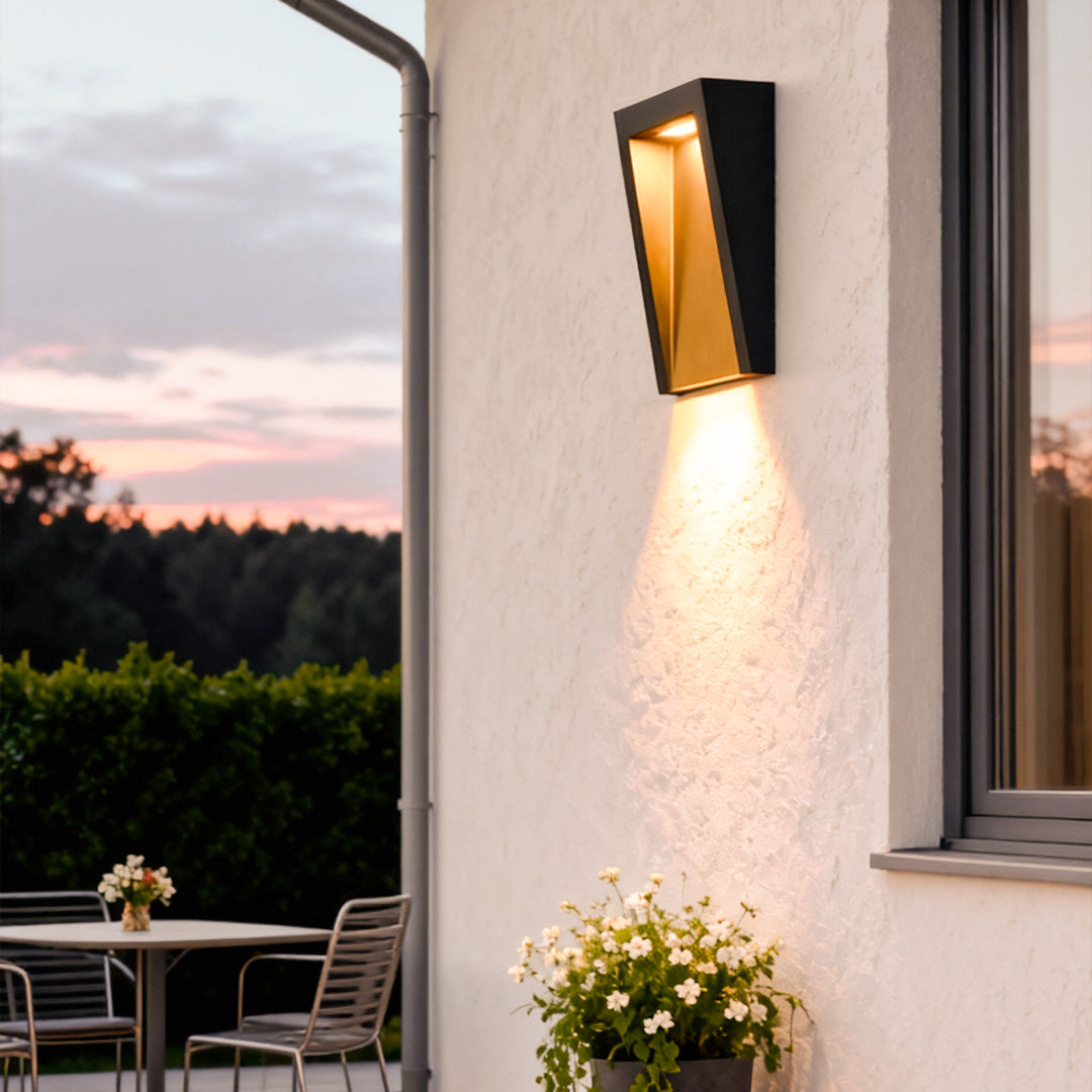 Modern Outdoor Wall Sconce with Clear Glass Shade in Black Finish