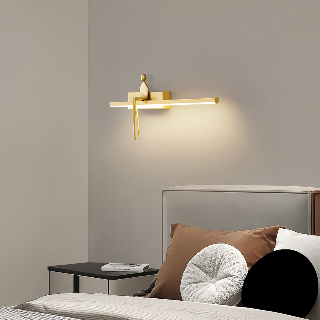 Italian Minimalist Brass LED Wall Sconce with Acrylic Diffuser
