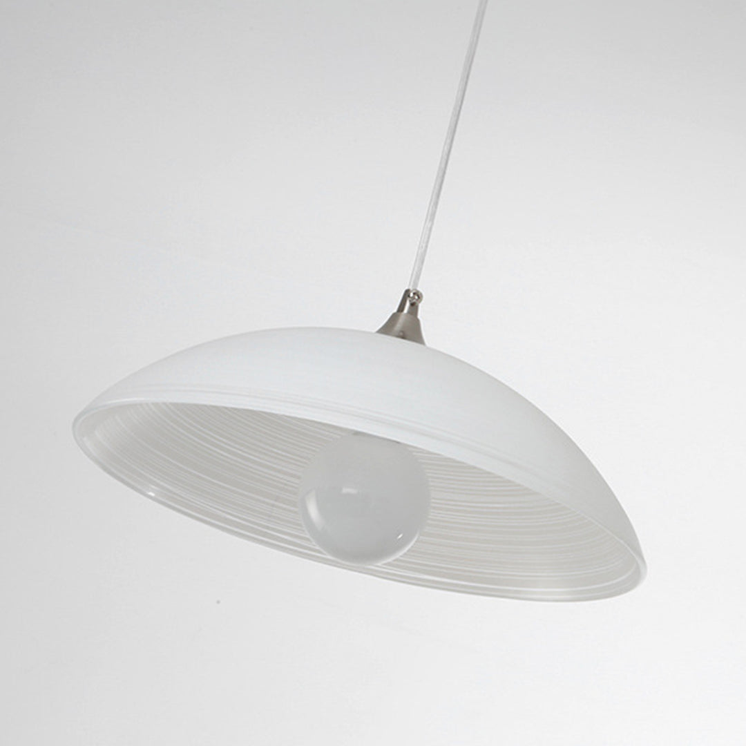 Ripple Glass Pendant Light in Matte White Iron Frame