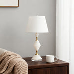 Marble Table Lamp with Gold Accents – Contemporary Designer Illumination