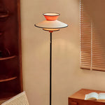 Vintage Ambient Floor Lamp with Pull Chain and Fabric Shade