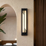 Full Copper Linear Wall Sconce with Natural Marble Shade