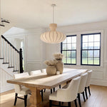 Japanese Silk Fabric Pendant Light with Adjustable Cord, Minimalist Ceiling Lamp