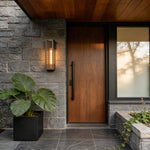 Modern Brass Outdoor Bollard Light with Clear Glass Shade